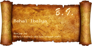 Behal Ibolya névjegykártya
